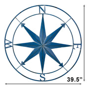 Blue - Image 8 - Aegean Blue Distressed Finish Large Metal Nautical Compass Rose Wall Art Sculpture - Beautiful Coastal