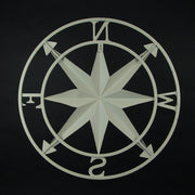 Nautical Compass Rose Wall Hanging Sculpture - Antiqued White Finish Metal Indoor Outdoor Ocean Decor - 20.5 Inch Diameter