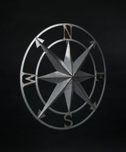 Nautical Compass Rose Wall Hanging Sculpture - Galvanized Grey Finish Metal Indoor Outdoor Ocean Decor - 20.5 Inch Diameter
