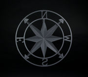 Nautical Compass Rose Wall Hanging Sculpture - Galvanized Grey Finish Metal Indoor Outdoor Ocean Decor - 20.5 Inch Diameter