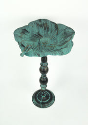 Rustic Verdigris Green Finish Metal Bird Bath - Enchanting Outdoor Garden Water Basin - 25.5 Inches High - Decorative