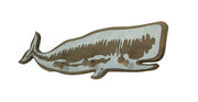 Rustic Weathered Brown Wood Whale Wall Hook Rack with Metal Accents - Decorative Ocean Décor Art Sculpture - 21 Inches Long -