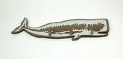 Rustic Weathered Brown Wood Whale Wall Hook Rack with Metal Accents - Decorative Ocean Décor Art Sculpture - 21 Inches Long -