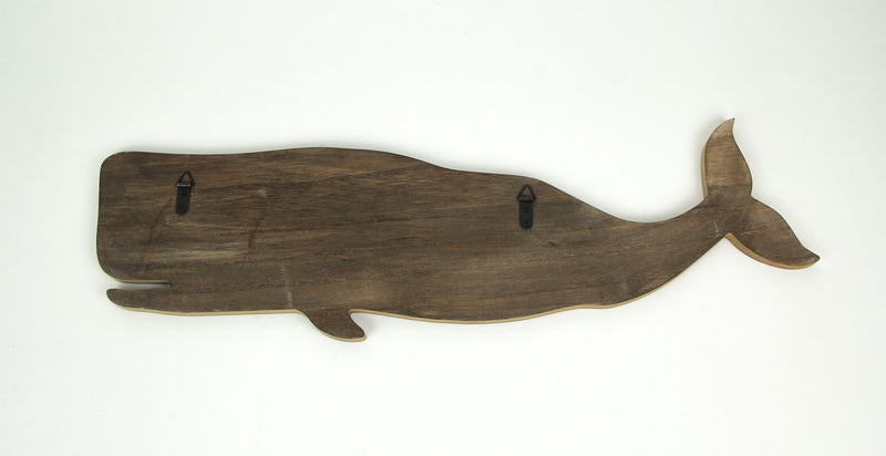 Majestic Right-Facing Sperm Whale Wooden Wall Art: Coastal or Nautical Decor with Rustic Galvanized Metal Accents - 21 Inches