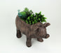 Brown - Image 2 - Rustic Brown Smiling Pig Resin Decorative Planter - 17 Inches Long - Great For Flowers and Succulents -