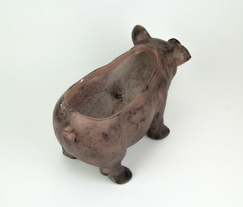 Brown - Image 10 - Rustic Brown Smiling Pig Resin Decorative Planter - 17 Inches Long - Great For Flowers and Succulents -