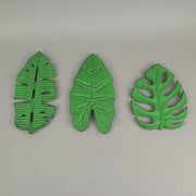 Set of 3 Aged Green Cast Iron Tropical Leaf Kitchen Trivets - Practical, Stylish, and Versatile - Perfect for Table Decor and