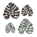Set of 4 Rustic Metal Tropical Monstera Leaf Sculptured Wall Sculptures - Hanging Southern Farmhouse Decor 16, 24 Inches -
