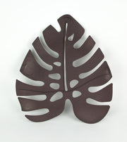 Antiqued Brown Metal Monstera Leaf Sculptures: Set of 2 Wall Hanging Tropical Decor Pieces, Perfect for Living Rooms,