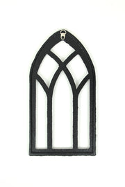 Set of 3 Black Finish Cast Iron Gothic Cathedral Window Frame Decorative Wall Hangings - Antique Charm - Timeless Elegance