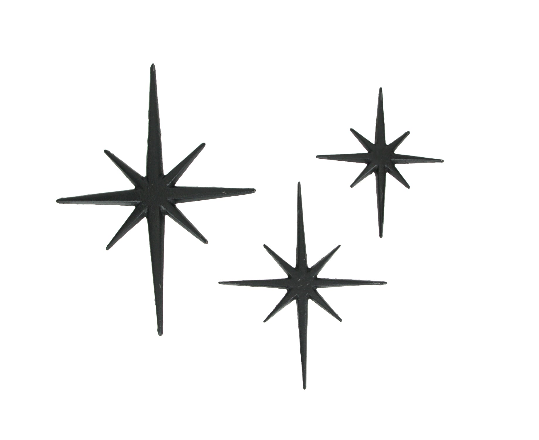 Large Set of 3 Cast Iron Starburst Wall Hangings Mid Century