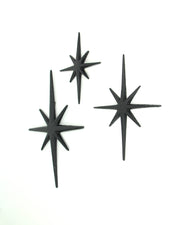 Black - Image 2 - Zeckos Radiant Trio of Large Matte Black Cast Iron Starburst Wall Hangings - Timeless Mid Century Modern
