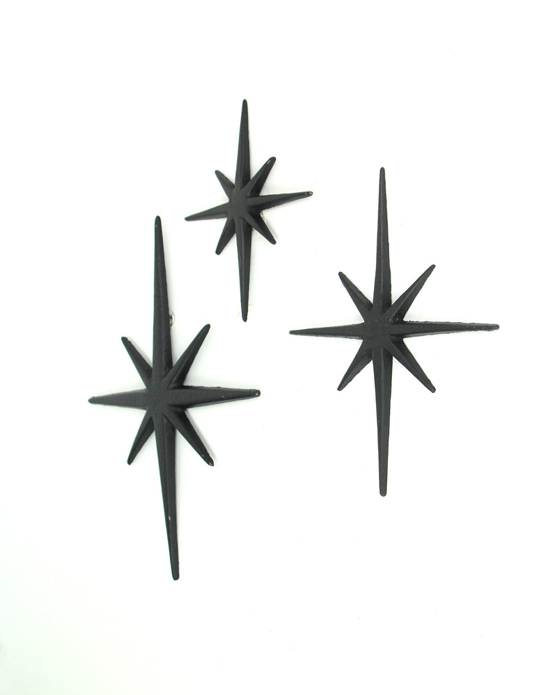 Black - Image 2 - Zeckos Radiant Trio of Large Matte Black Cast Iron Starburst Wall Hangings - Timeless Mid Century Modern