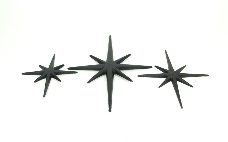 Black - Image 3 - Zeckos Radiant Trio of Large Matte Black Cast Iron Starburst Wall Hangings - Timeless Mid Century Modern