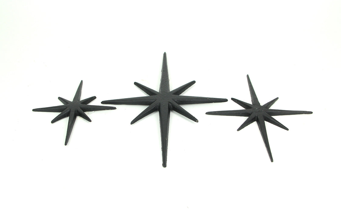 Black - Image 3 - Radiant Trio of Large Matte Black Cast Iron Starburst Wall Hangings - Timeless Mid Century Modern Décor - 8