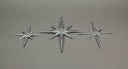 Silver - Image 3 - Set of 3 Large Metallic Silver Cast Iron 8 Pointed Star Starburst Wall Hangings - Mid Century Modern Décor