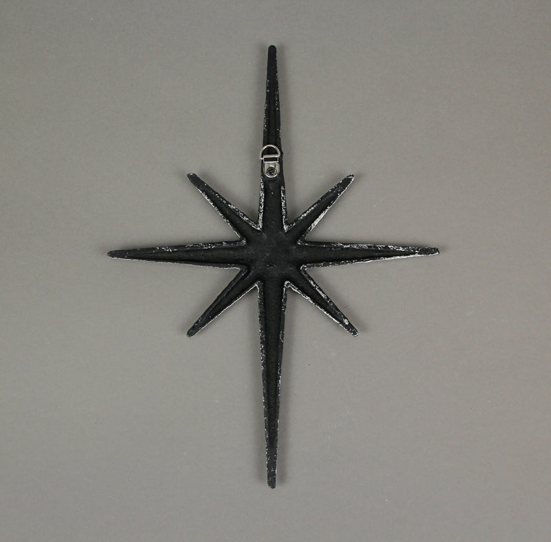 Silver - Image 4 - Set of 3 Large Metallic Silver Cast Iron 8 Pointed Star Starburst Wall Hangings - Mid Century Modern Décor