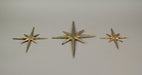 Gold - Image 3 - Large Set of 3 Metallic Gold Cast Iron Starburst Wall Hangings Mid Century Modern Décor 8 Pointed Stars