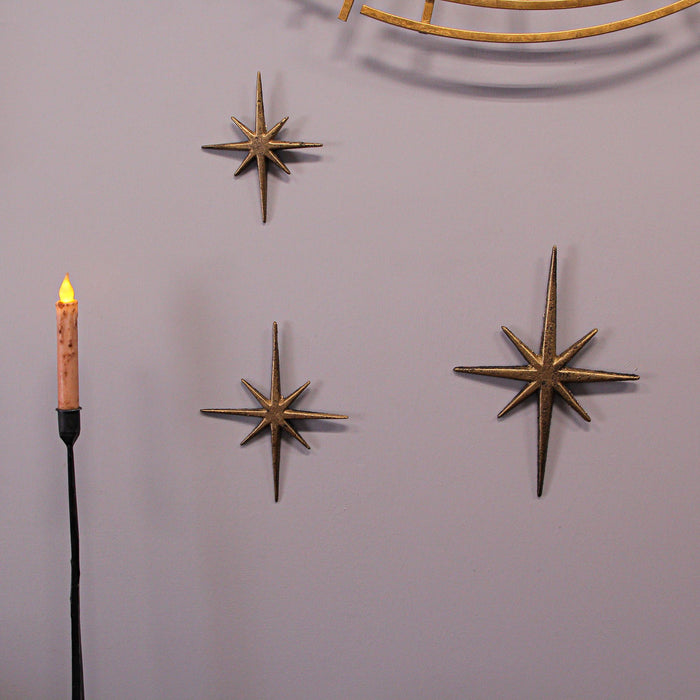 Gold - Image 5 - Radiant Trio of Large Metallic Gold Cast Iron Starburst Wall Hangings - Timeless Mid Century Modern Décor -