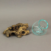 Set of 2 Mini Blown Glass on Driftwood Decorative Vases - Artistic Fusion of Molten Glass and Natural Wood - Boho Decor,