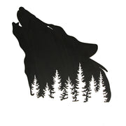 Rustic Lodge Decor: Black Howling Wolf Silhouette Cutout Metal Wall Sculpture- Easy Installation - Perfect for Mountain