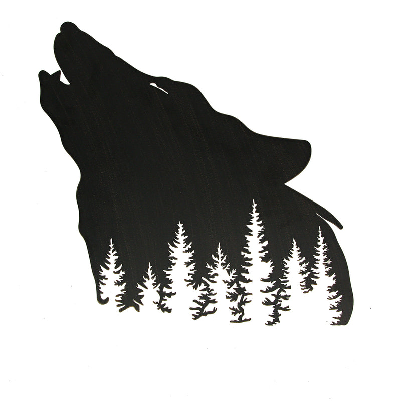 Rustic Lodge Decor: Black Howling Wolf Silhouette Cutout Metal Wall Sculpture- Easy Installation - Perfect for Mountain