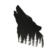Rustic Lodge Decor: Black Howling Wolf Silhouette Cutout Metal Wall Sculpture- Easy Installation - Perfect for Mountain
