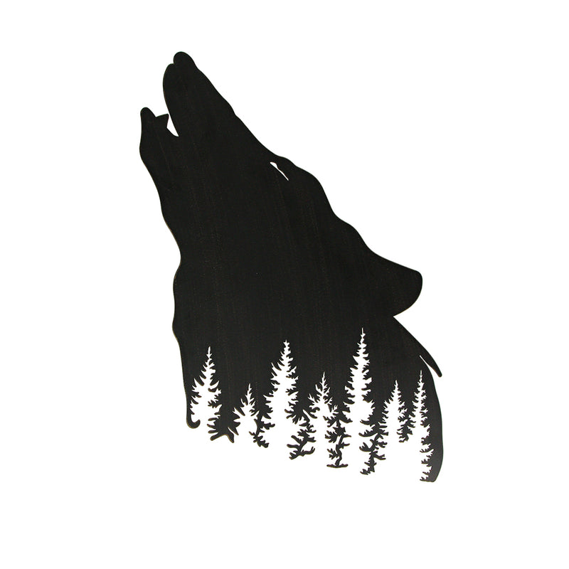 Rustic Lodge Decor: Black Howling Wolf Silhouette Cutout Metal Wall Sculpture- Easy Installation - Perfect for Mountain