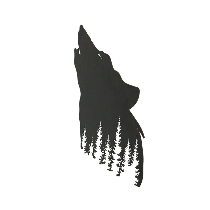 Rustic Lodge Decor: Black Howling Wolf Silhouette Cutout Metal Wall Sculpture- Easy Installation - Perfect for Mountain