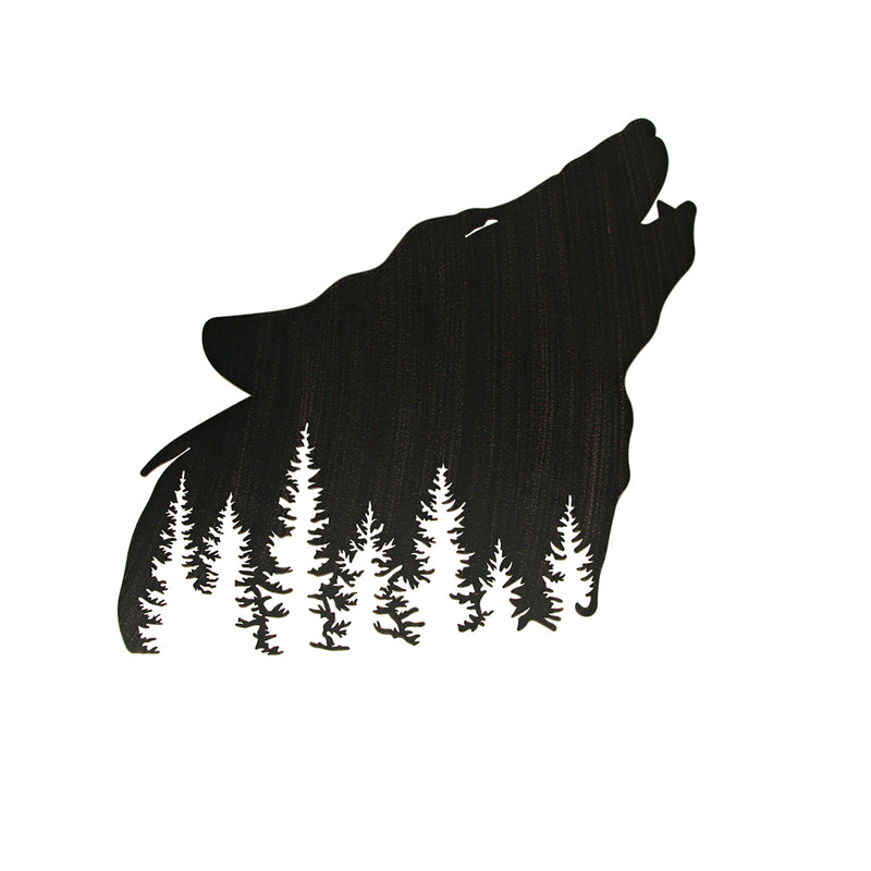 Rustic Lodge Decor: Black Howling Wolf Silhouette Cutout Metal Wall Sculpture- Easy Installation - Perfect for Mountain