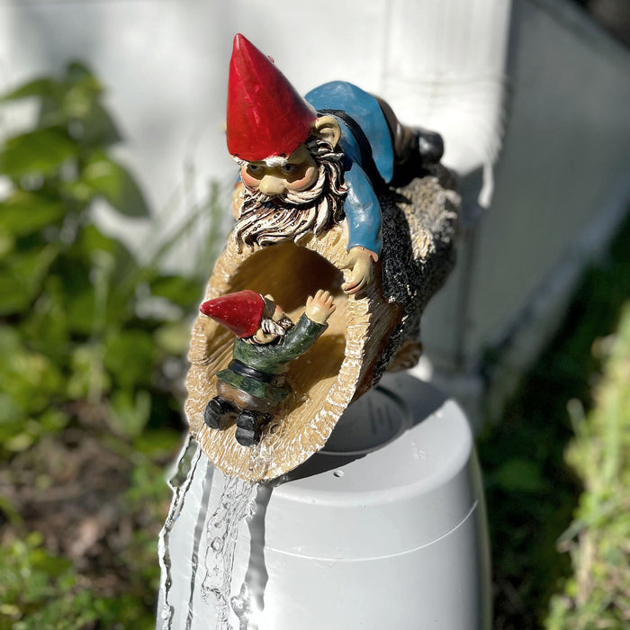 Charming "Helping Hands" Cast Resin Garden Gnome Downspout Cover - Decorative Gutter Drain Spout Splash for Whimsical Outdoor