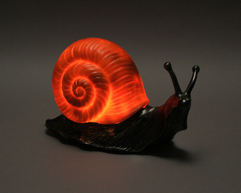 Resin Orange Snail Decorative Accent Lamp End Table or Night Stand Light Sculpture Lighting Decor - 9.75 Inches Long - Add a