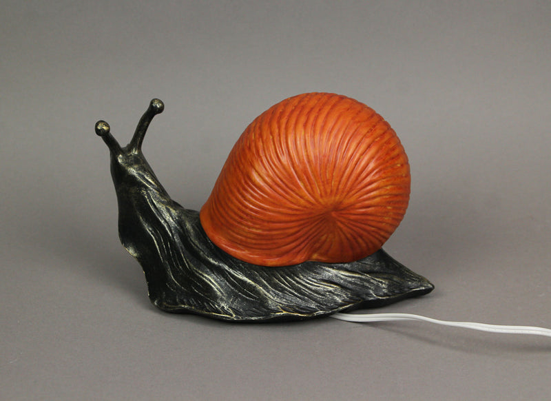 Resin Orange Snail Decorative Accent Lamp End Table or Night Stand Light Sculpture Lighting Decor - 9.75 Inches Long - Add a