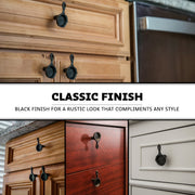 Set of 6 Black Mini Cast Iron Skillet Drawer Pulls - Decorative Kitchen Cabinet Knobs for Rustic Charm - Simple Installation