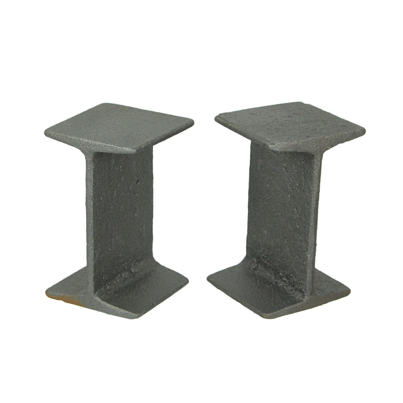 Pair of Cast Iron I-Beam Girder Bookends: Versatile Decorative Rustic Bookshelf Accessories for Mid-Century Modern Farmhouse