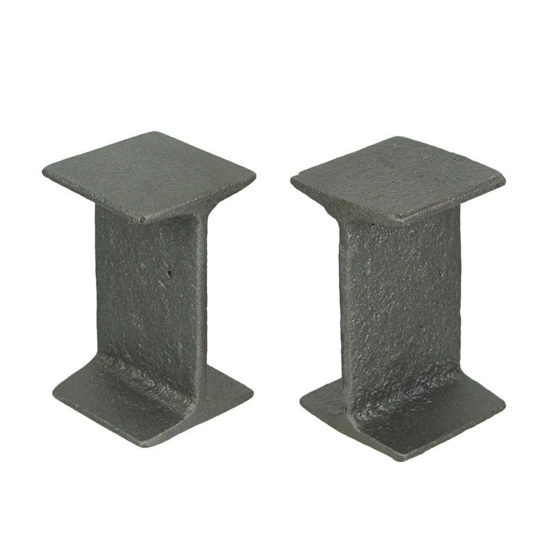Pair of Cast Iron I-Beam Girder Bookends: Versatile Decorative Rustic Bookshelf Accessories for Mid-Century Modern Farmhouse