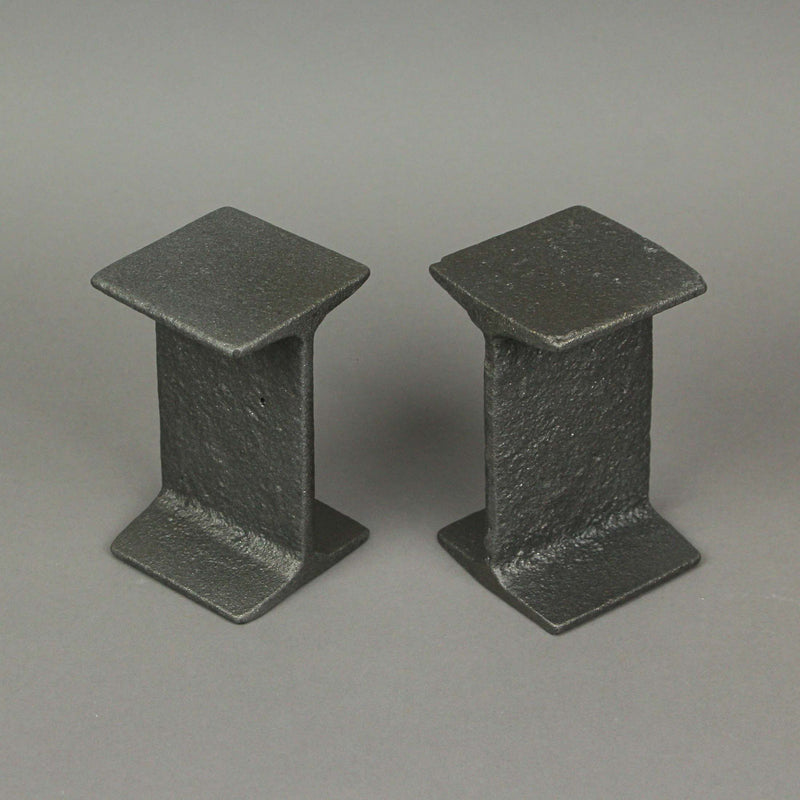 Pair of Cast Iron I-Beam Girder Bookends: Versatile Decorative Rustic Bookshelf Accessories for Mid-Century Modern Farmhouse