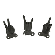 Brown - Image 3 - Set of 3 Brown Cast Iron Hand Gesture Wall Hooks: Quirky and Fun Key or Towel Hangers Standing at 4 Inches