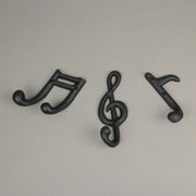 Harmonious Melodies - Set of 3 Black Finish Cast Iron Musical Note Wall Hooks for Decorative Music Room Ensemble - 6 Inches