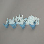 Blue And White Cast Iron Whale Tail Decorative Wall Hook Nautical Décor Sea Life Hanging Rack -15.5 Inches Long - Easy