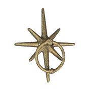 Zeckos Timeless Splendor - Antique Gold Cast Iron Decorative Starburst Door Knocker - Rustic Celestial Elegance to Give Your