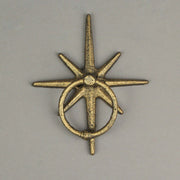 Zeckos Timeless Splendor - Antique Gold Cast Iron Decorative Starburst Door Knocker - Rustic Celestial Elegance to Give Your