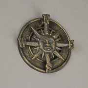 Zeckos Rustic Bronze Finish Cast Iron Nautical Compass Rose Front Door Knocker - Decorative Sun Face Design for Charming Home