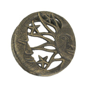 Zeckos Enchanting Bronze Cast Iron Doorknocker - Decorative Sun, Moon, and Stars Knocker Design for Rustic Front Door Decor -
