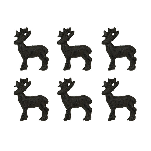 Set of 6 Rustic Brown Cast Iron Deer Drawer Pulls - Decorative Cabinet Knobs for a Charming Woodland Touch - Rustic Home