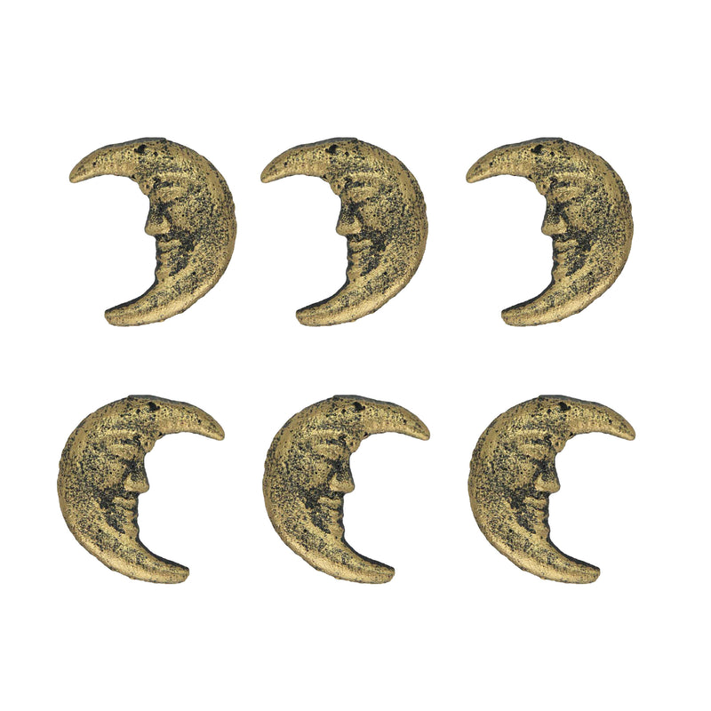 Gold - Image 1 - Set of 6 Crescent Moon Drawer Pulls, 2 Inch Gold Cast Iron Faces
