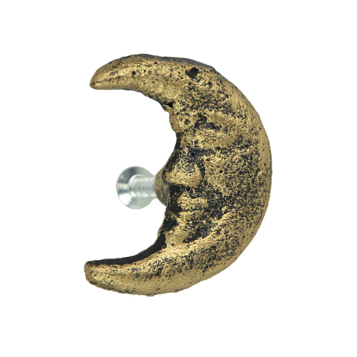 Gold - Image 9 - Set of 6 Gold Finish Cast Iron Crescent Moon Face Drawer Pulls - Decorative Cabinet Knobs for Celestial