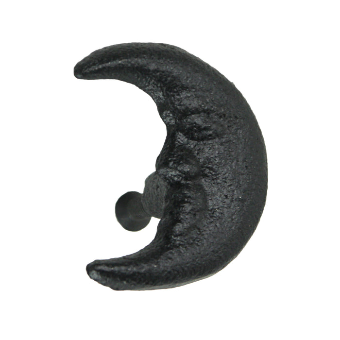 Black - Image 4 - Set of 6 Black Cast Iron Crescent Moon Face Drawer Pulls - Unique Celestial Decorative Knobs for Gothic