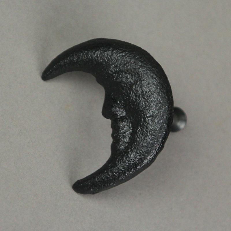 Black - Image 6 - Set of 6 Black Cast Iron Crescent Moon Face Drawer Pulls - Unique Celestial Decorative Knobs for Gothic