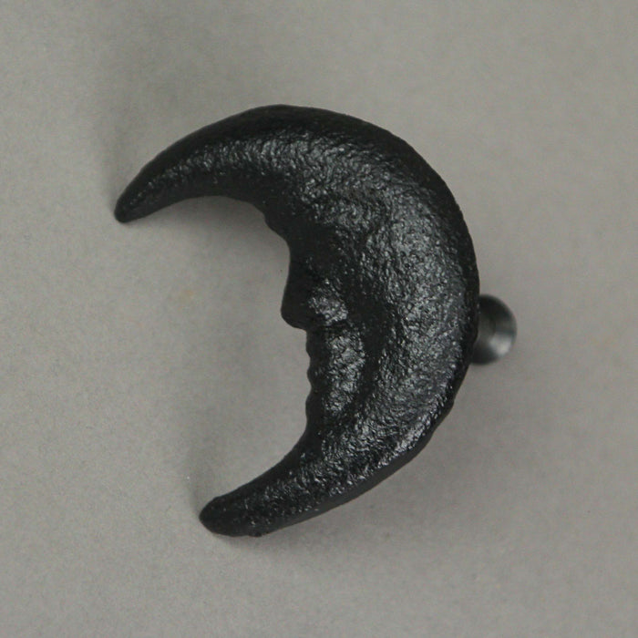 Black - Image 6 - Set of 6 Black Cast Iron Crescent Moon Face Drawer Pull Decorative Cabinet Knobs Celestial Décor